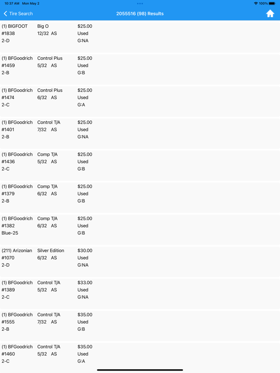Captures d'écran de Tire Shop Inventory Control iPad 