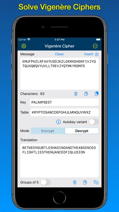 Kryptos Tools - Vigenère স্ক্রিনশট