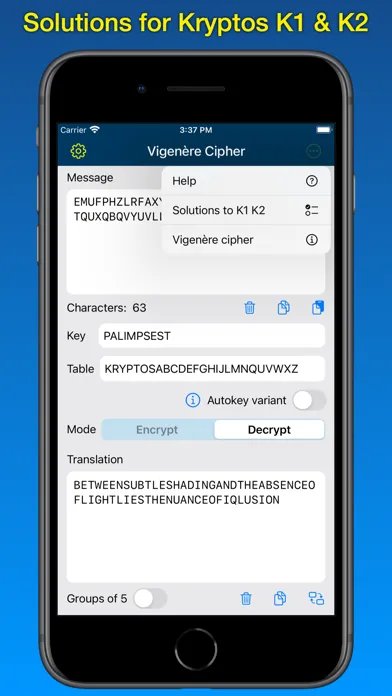 Kryptos Tools - Vigenère স্ক্রিনশট
