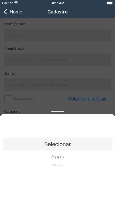 Minhas Senhas App स्क्रीनशॉट