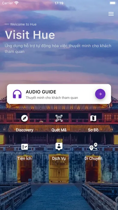 Capturas de tela do Audio Guide Huế