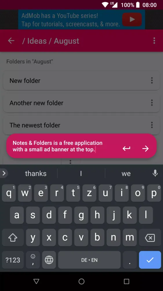 Notes & Folders Screenshots