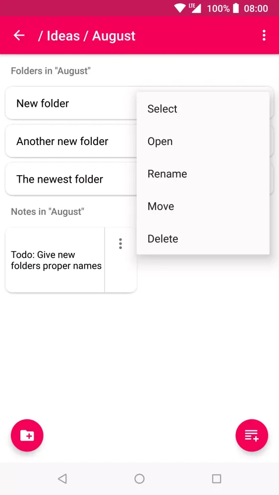 Notes & Folders Screenshots