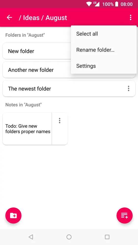 Notes & Folders Screenshots