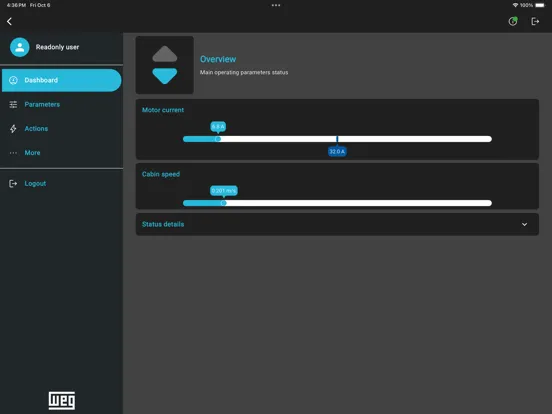 Capturas de pantalla de WEG Liftouch iPad 
