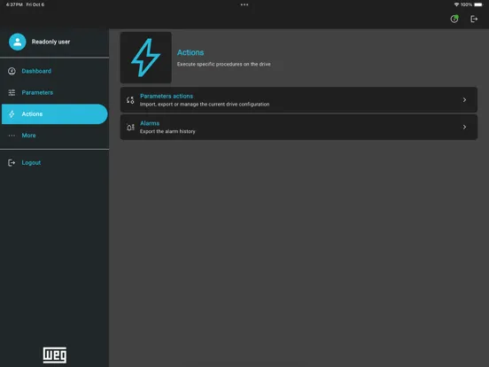 Capturas de pantalla de WEG Liftouch iPad 