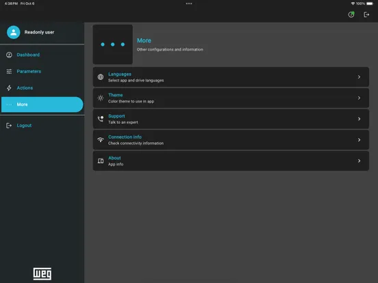 Capturas de pantalla de WEG Liftouch iPad 