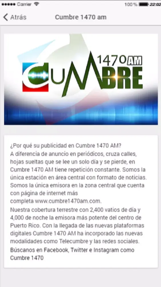 Cumbre 1470 AM سکرین شاٹس