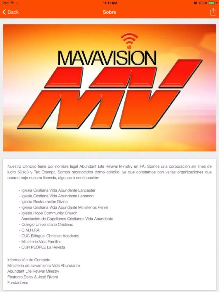 Mavavisión iPad  Screenshots