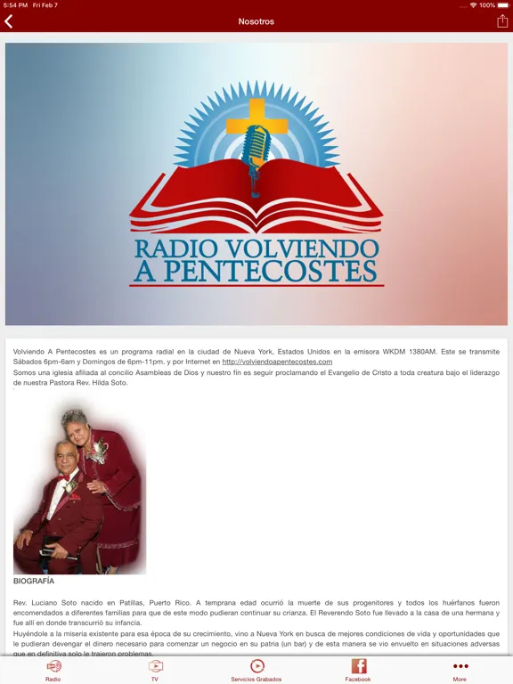 تصاویر Radio Volviendo a Pentecostés iPad 
