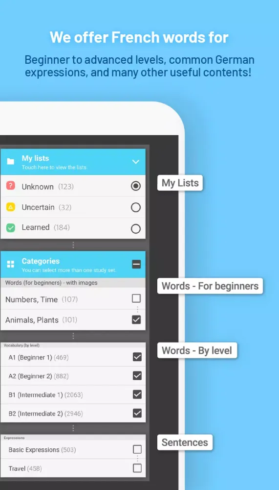 Captures d'écran de WordBit French (for English)