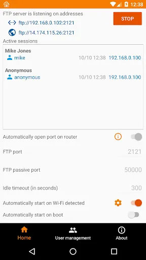 Ảnh chụp màn hình của FTP Server - Multiple users