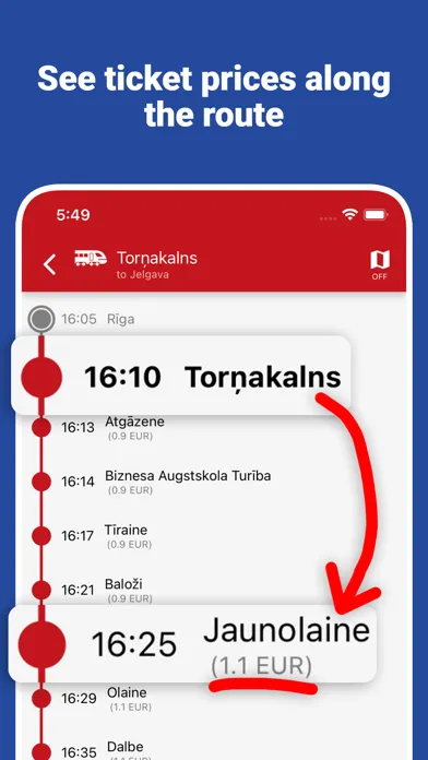 Tangkapan layar Timey: Bus & Train Timetables
