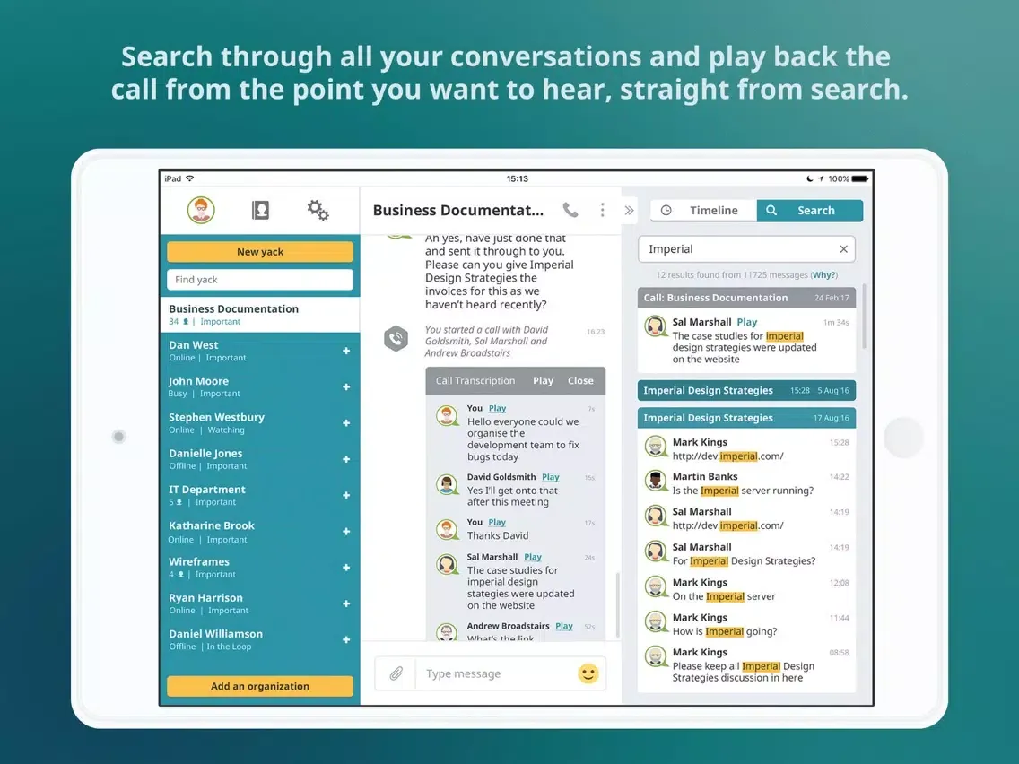 Yack.net - Transcribe Calls iPad  سکرین شاٹس