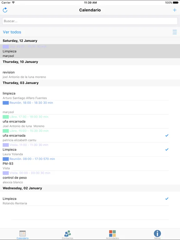 Ảnh chụp màn hình của ZAgenda Cloud iPad 