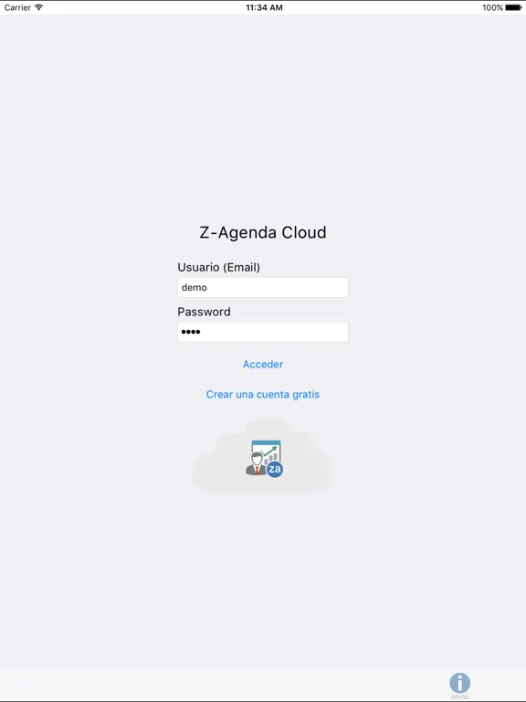 Ảnh chụp màn hình của ZAgenda Cloud iPad 