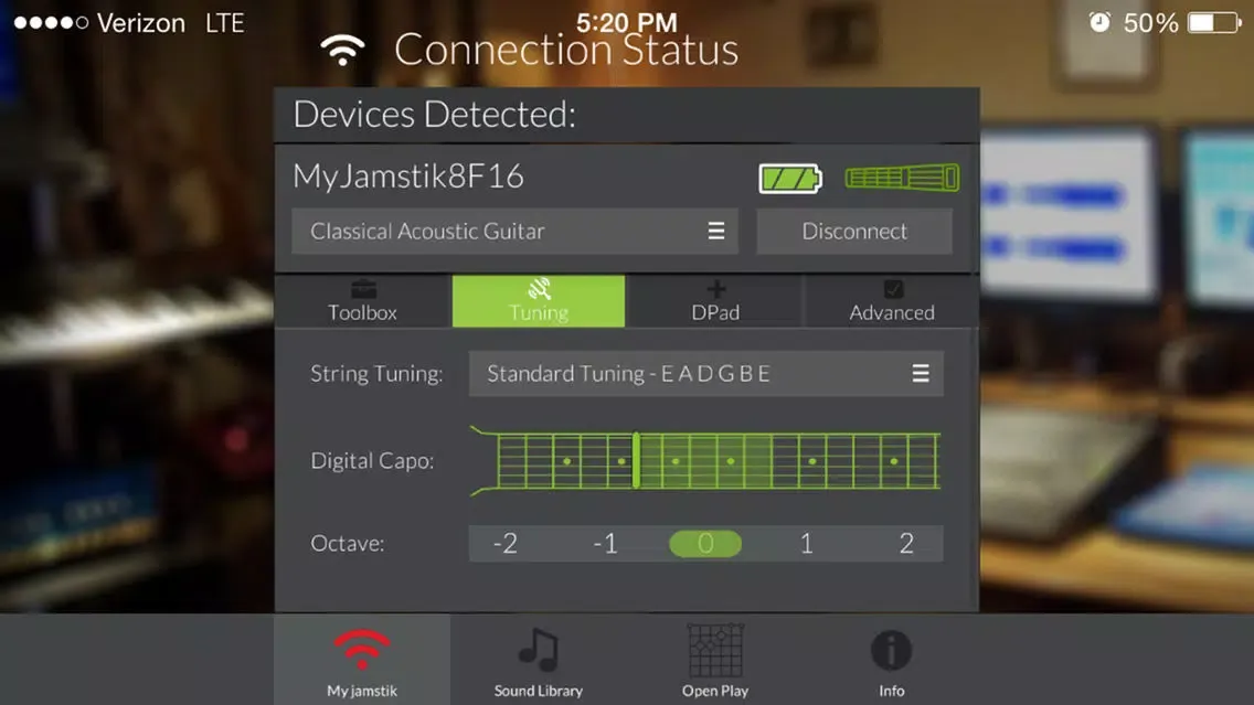 Tangkapan layar jamstik Connect