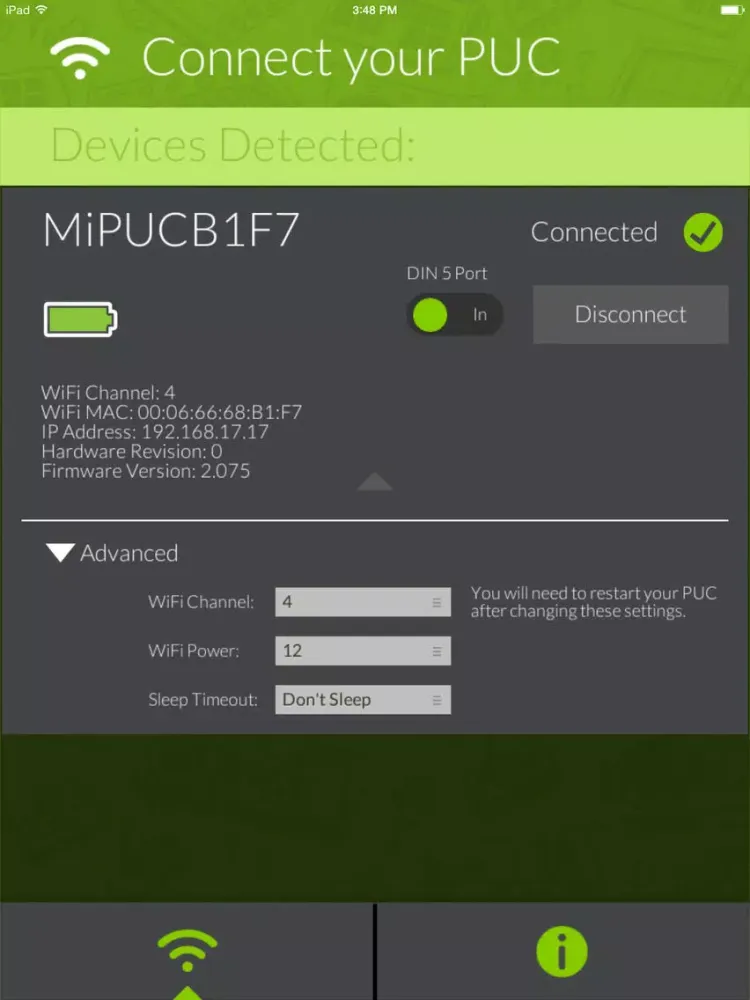 Tangkapan layar PUC Connect iPad 