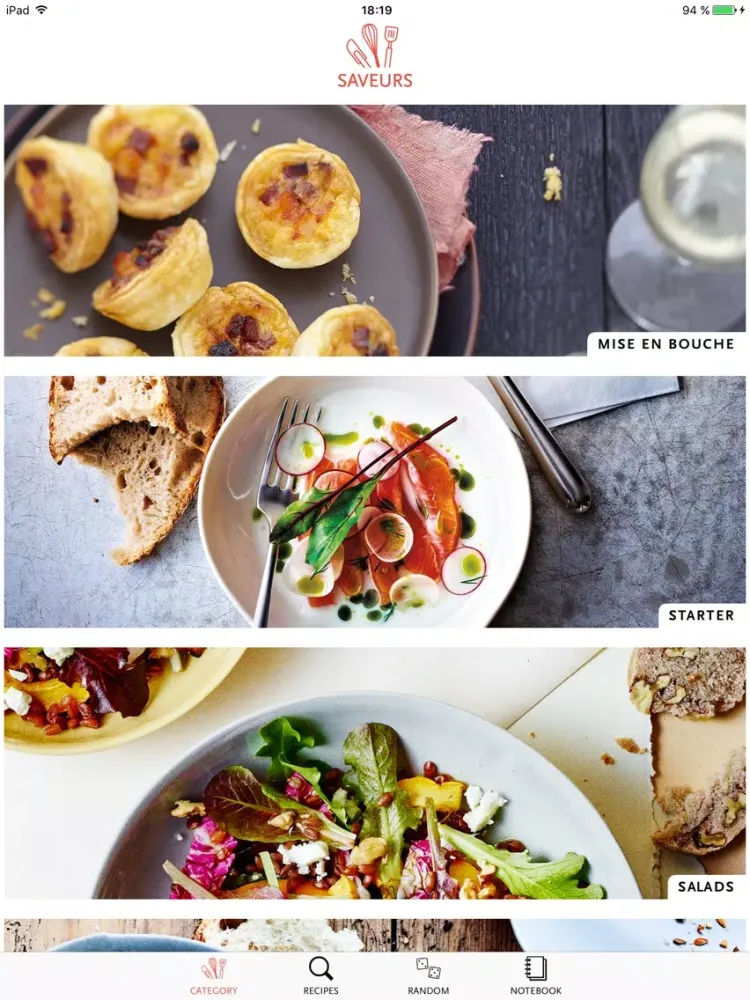 SAVEURS, 1,200 French recipes for gourmets and foodies iPad 应用截图