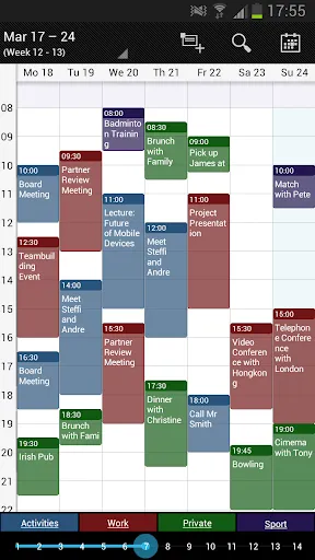 Capturas de tela do Business Calendar