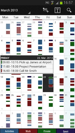 Capturas de tela do Business Calendar