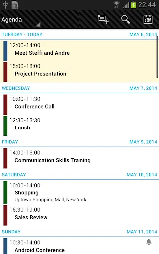 Capturas de tela do Business Calendar
