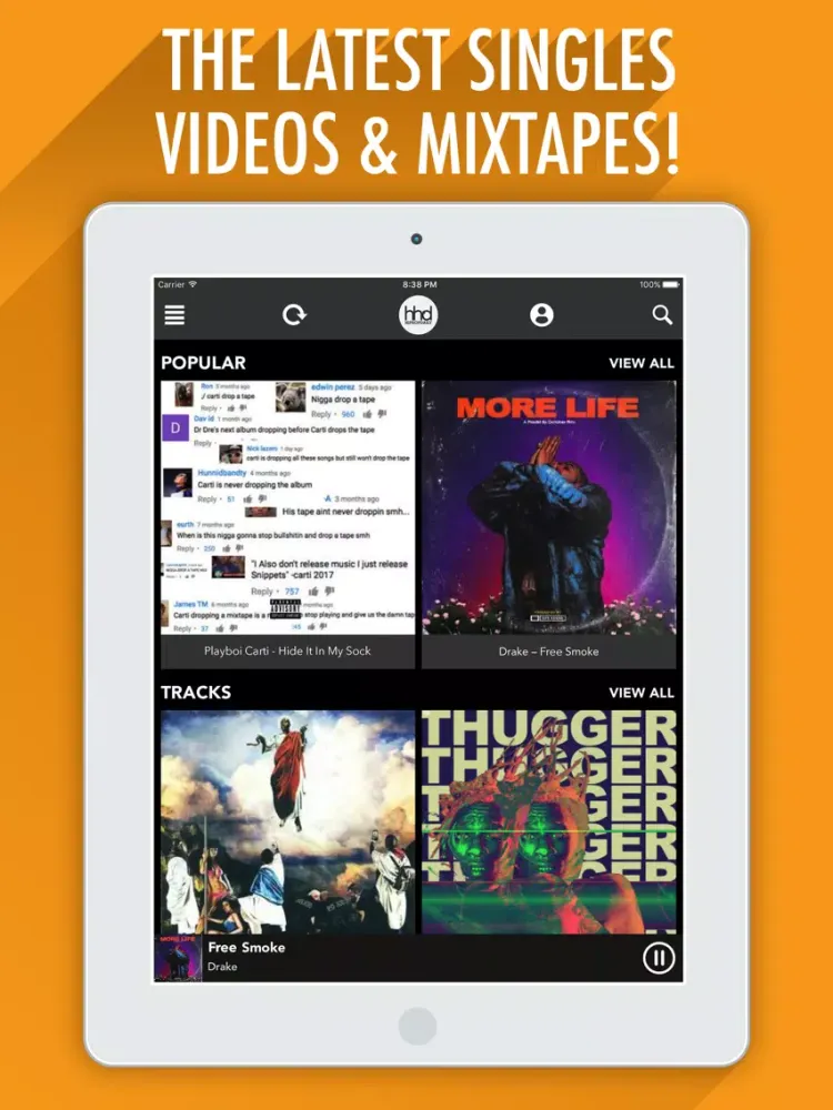 Tangkapan skrin HipHopDaily - Music, Mixtapes & Videos iPad 