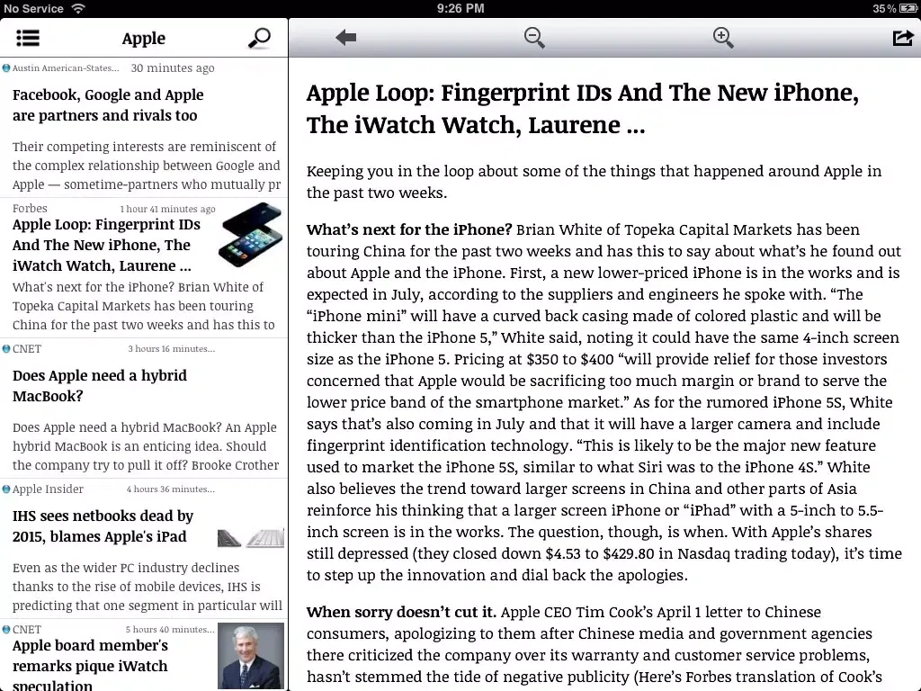 Capturas de pantalla de Top News - Google edition iPad 