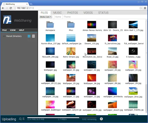 Tangkapan skrin WebSharing (WiFi File Manager)