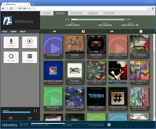 Tangkapan skrin WebSharing (WiFi File Manager)