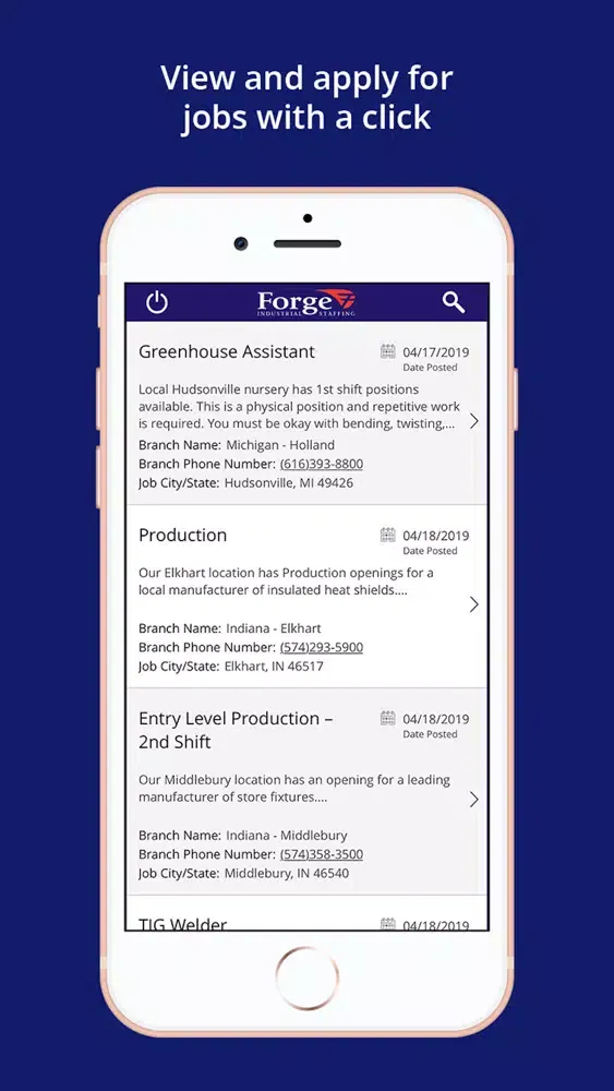 Capturas de tela do Forge Industrial Staffing