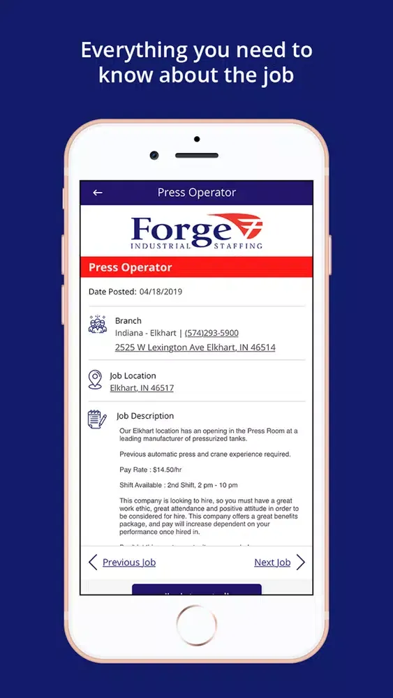 Capturas de tela do Forge Industrial Staffing