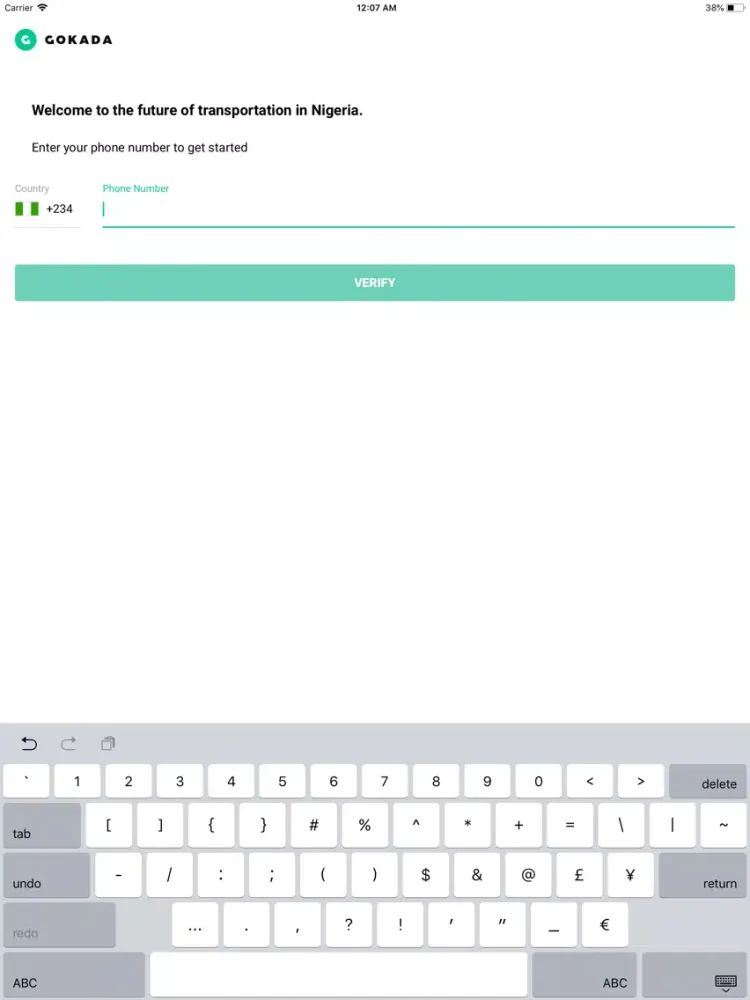 Tangkapan skrin Gokada iPad 