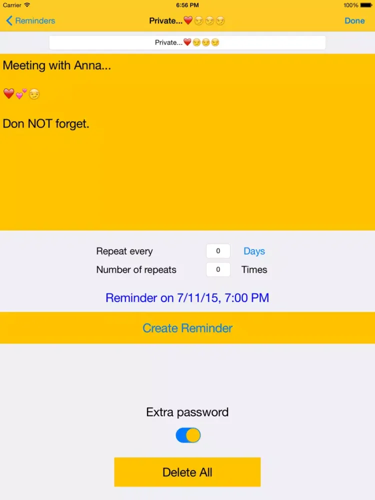 Capturas de tela do Remind me! - Secure Reminders iPad 