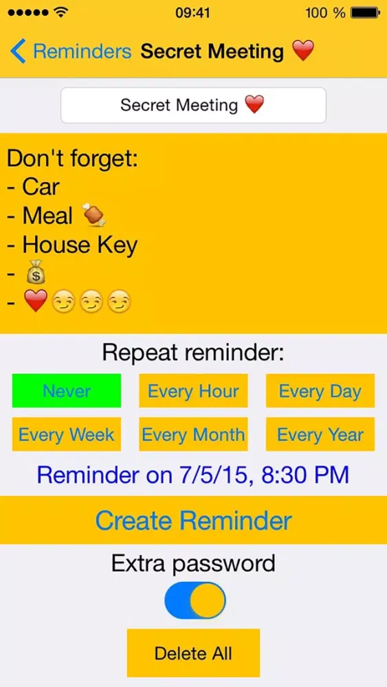 Capturas de tela do Remind me! - Secure Reminders