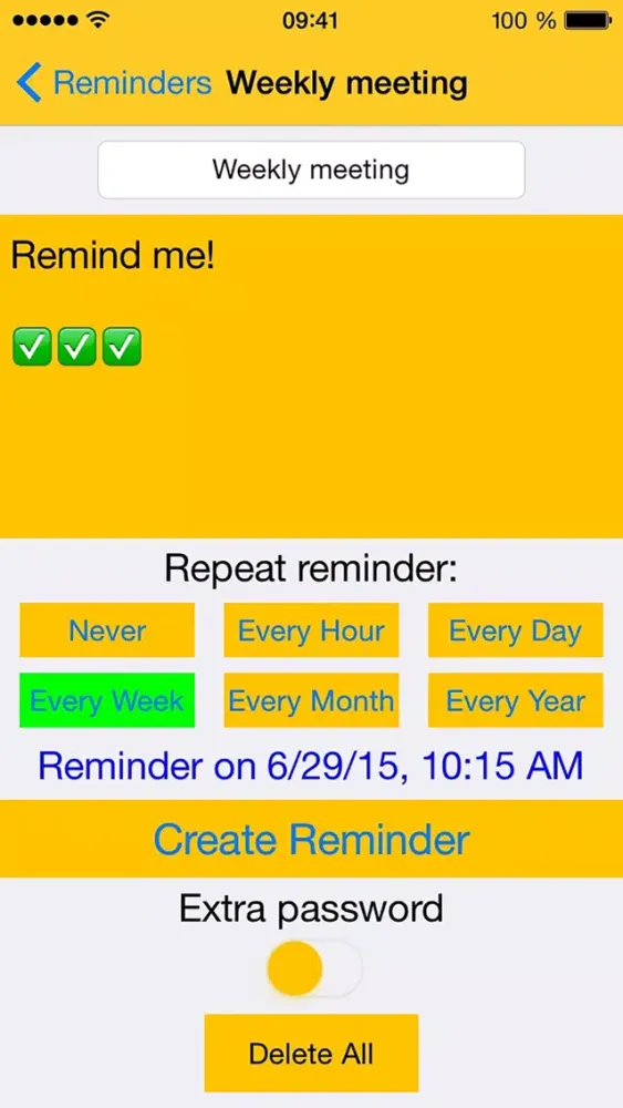 Capturas de tela do Remind me! - Secure Reminders
