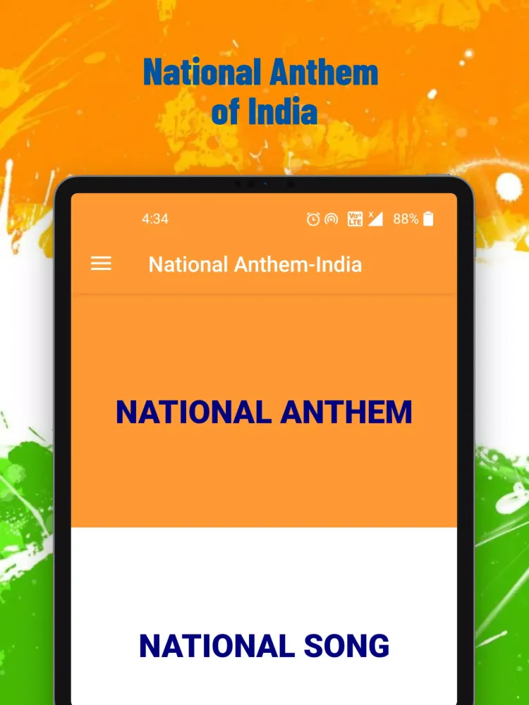 Tangkapan skrin Indian National Anthem
