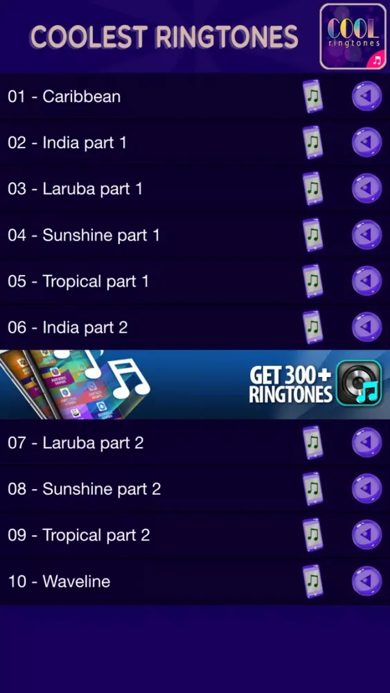 ภาพหน้าจอของ Coolest Ringtones and Popular Melodies & Tones