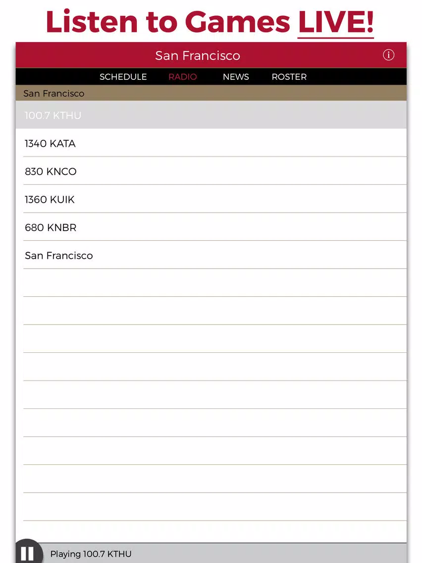 San Francisco Football Radio & Live Scores iPad  Screenshots