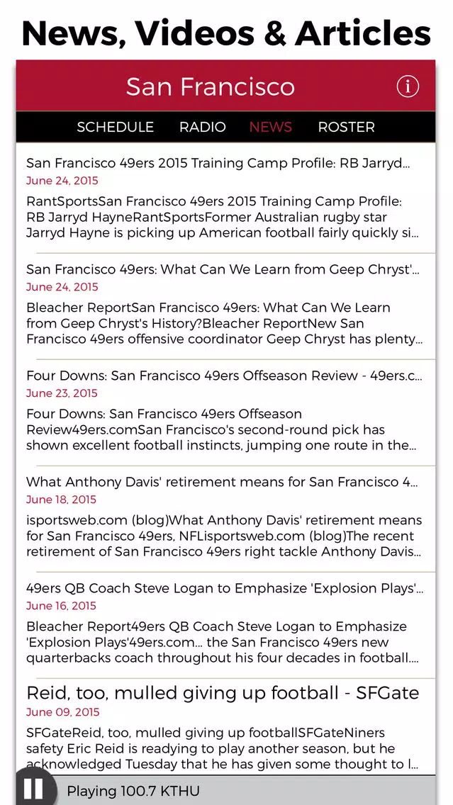 San Francisco Football Radio & Live Scores Screenshots