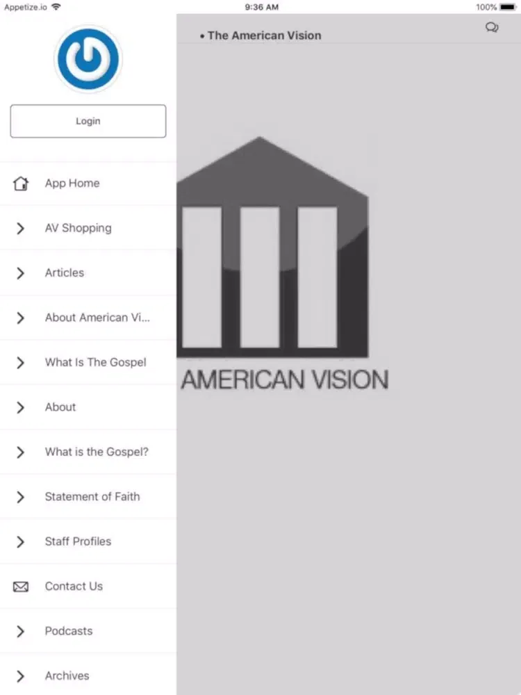 The American Vision iPad  Screenshots
