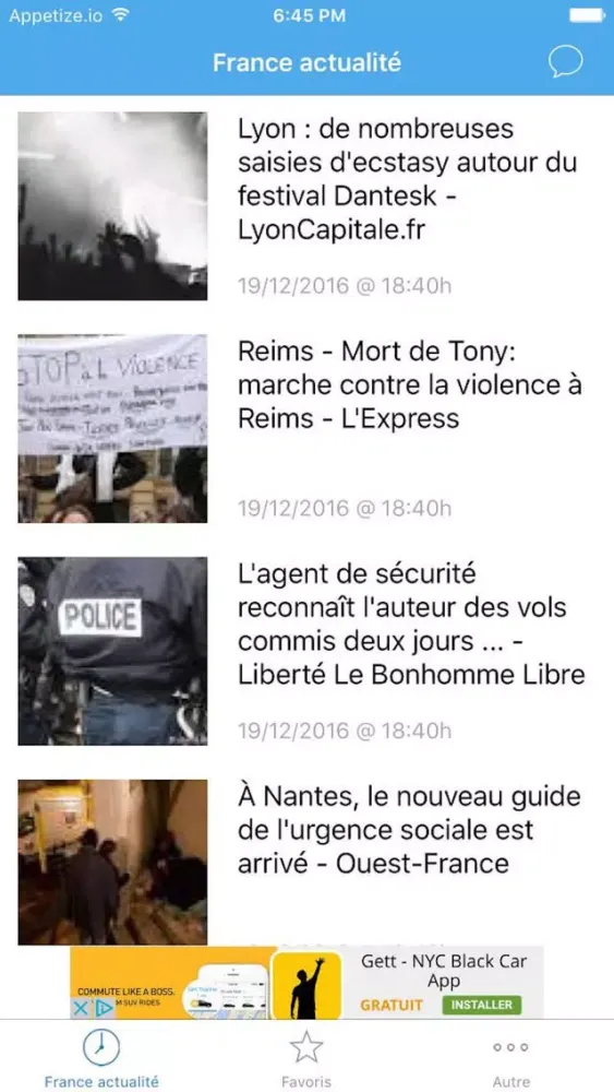 Zrzuty ekranu France actualité