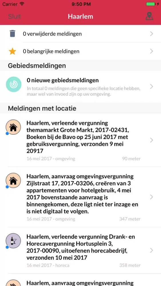 Captures d'écran de Haarlem - OmgevingsAlert