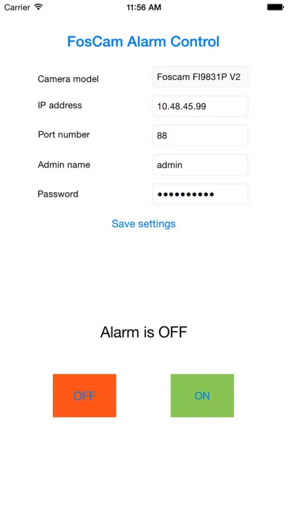 Capturas de tela do Foscam Alarm Control