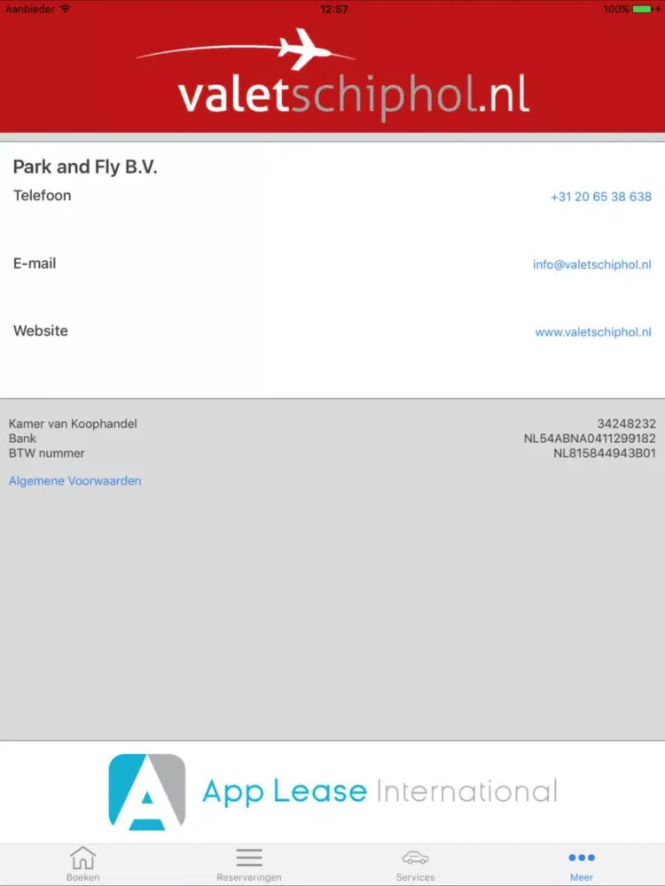 Valet Parking Schiphol iPad 應用截圖