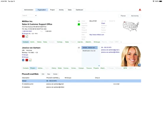 Ảnh chụp màn hình của Archie CRM iPad 
