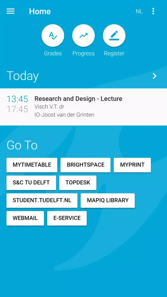 Capturas de tela do My TU Delft