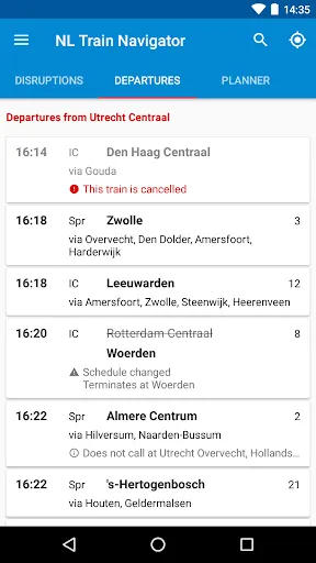 Captures d'écran de NL Train Navigator: trains