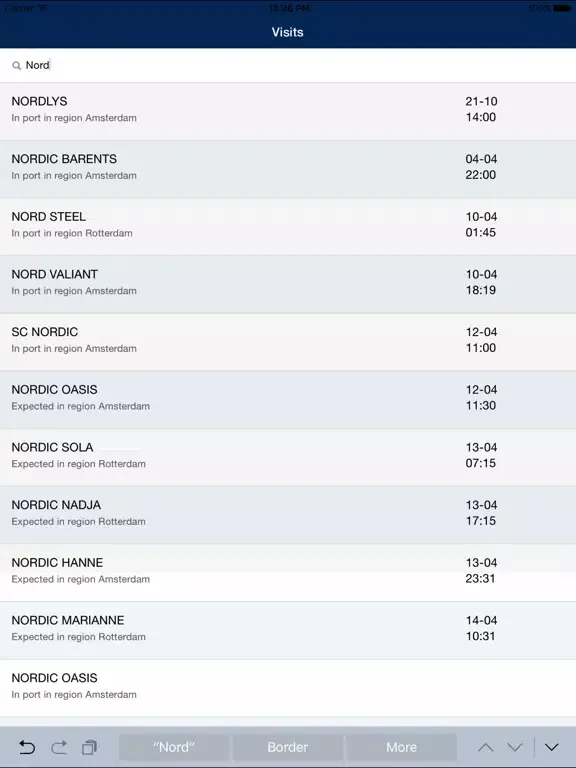 Ảnh chụp màn hình của Ship2Report ISPS Announcement Service iPad 