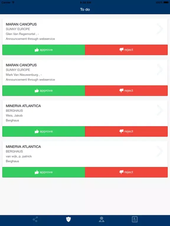 Ảnh chụp màn hình của Ship2Report ISPS Announcement Service iPad 